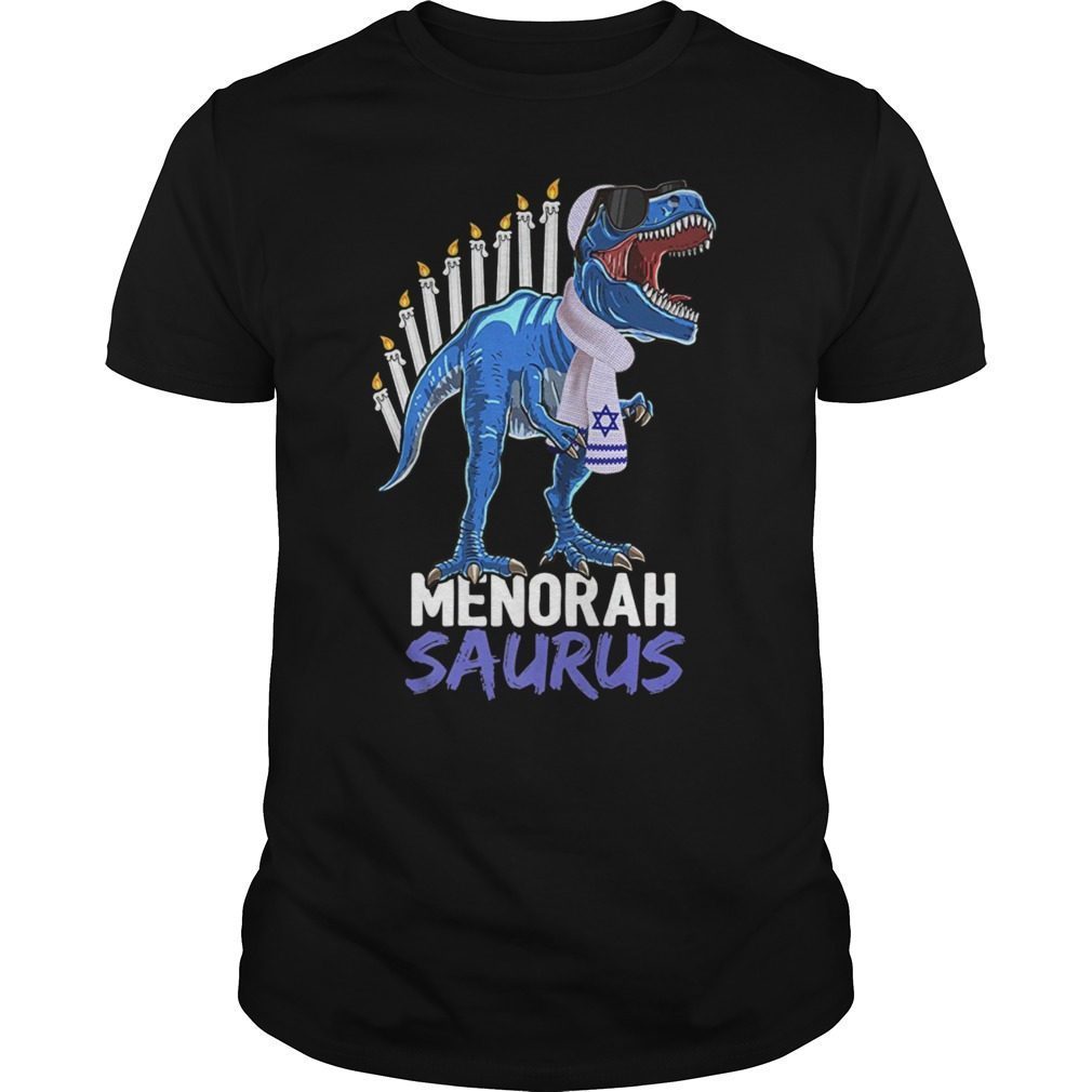 Menorasaurus Rex Shirt TRex Dinosaur Hanukkah Gift for Boys