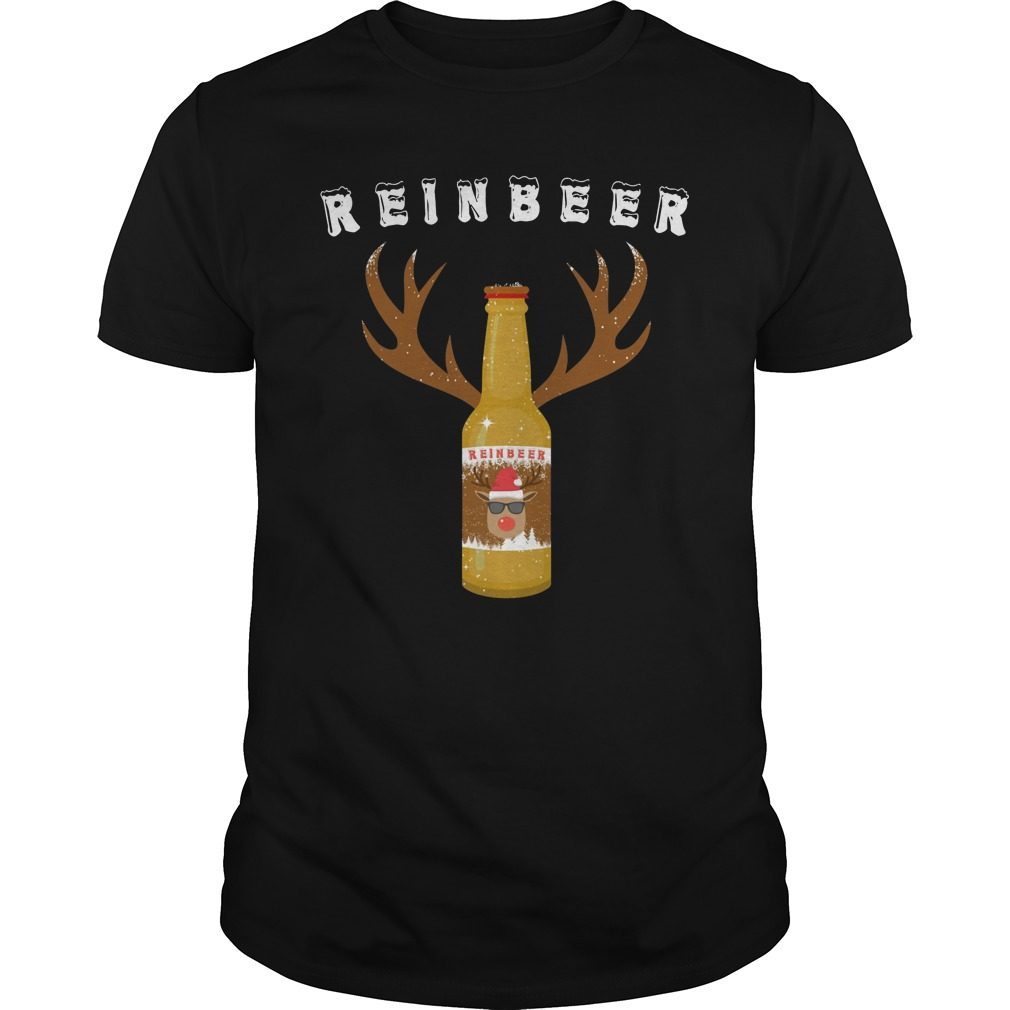 Reinbeer Beer Bottle With Antlers Xmas Beer Party T-Shirt