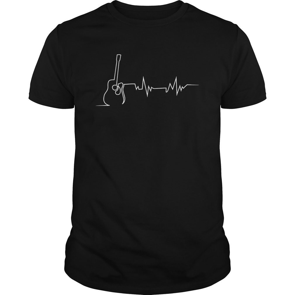 Acoustic Guitar Heartbeat T-shirt Cool Gift for Guitarists