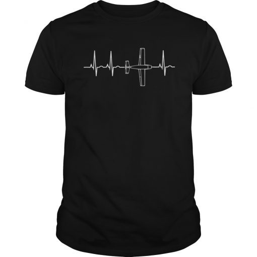 Airplane Pilot Shirt Pilot Heartbeat T-Shirt Flying Gift Tee