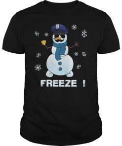 Cop Snowman Freeze Christmas T-Shirt