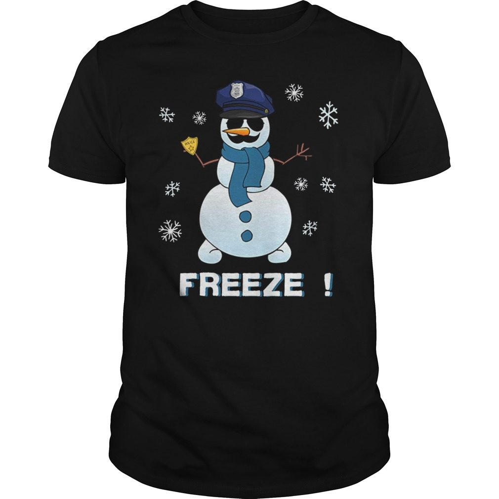 Cop Snowman Freeze Christmas T-Shirt