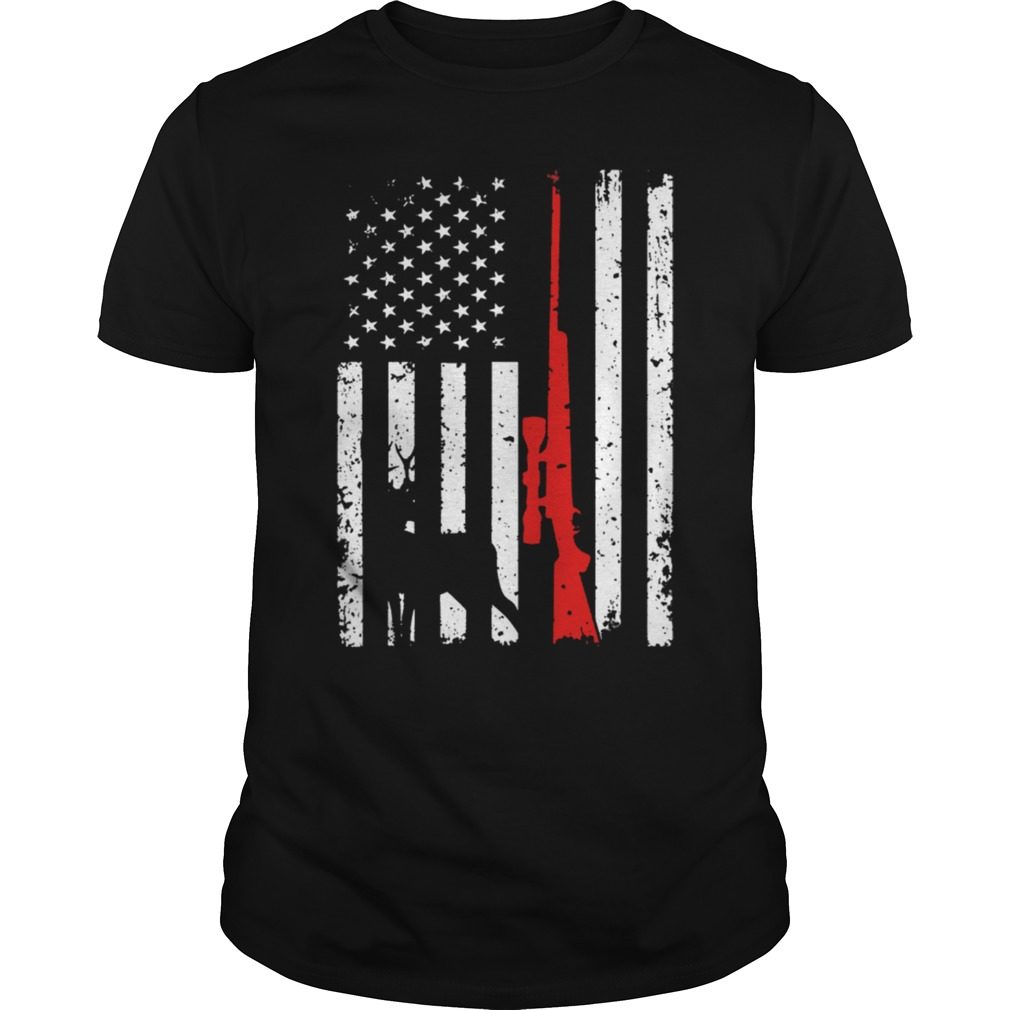 Hunting Deer American Flag USA T-Shirt