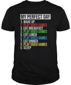 My Perfect Day Video Games T-Shirt Funny Cool Gamer Tee Gift