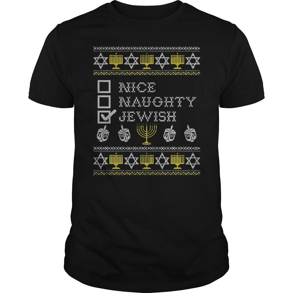 Nice Naughty Jewish Funny Hanukkah Christmas Gift T-Shirt