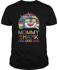 Retro Vintage Mommy Sharks Tshirt gift for Womens