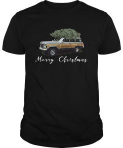 Vintage Jeep Wagoneer Merry Christmas T-Shirt-Tree on Truck