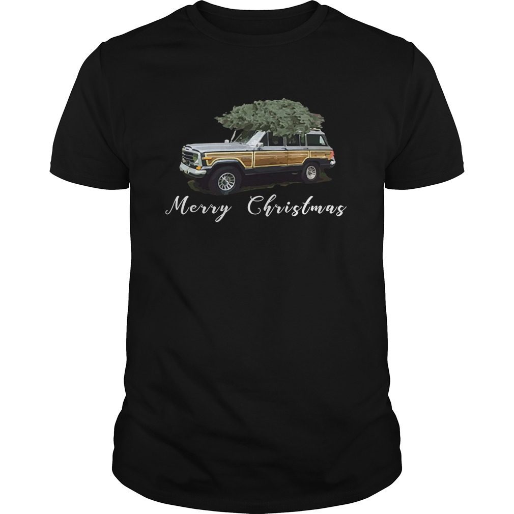 Vintage Jeep Wagoneer Merry Christmas T-Shirt-Tree on Truck