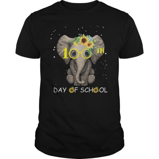 100 Days of School Elephant Sunflower Teacher Funny T-Shirt