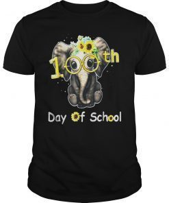 100 Days of School Elephant Sunflower Teacher T-Shirt