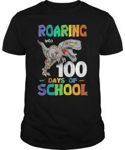 Dinosaur T-Rex Roaring Into 100 Days Of School Shirt