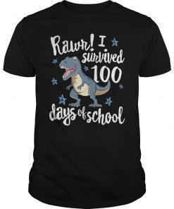 Rawr I Survived 100 Days of School T-Shirt T Rex Dinosaur