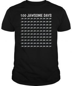 Shark Jaw Fin 100 Days Of School Shirt