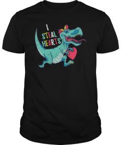 Valentines Day Dinosaur I Steal Hearts Shirt