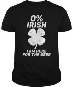 0% Irish Vintage St. Patricks Day Tee I Am Here for the Beer t-shirt