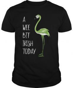 A Wee Bit Irish Today Green Flamingo St Pattys Day T-Shirt