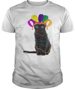 Black Cat Mardi Gras Party Shrove Tuesday Celebration Shirt