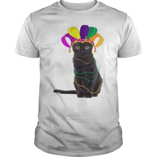Black Cat Mardi Gras Party Shrove Tuesday Celebration Shirt