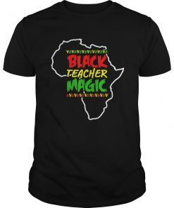 Black Teacher Magic Africa Map Color Black History T-Shirt