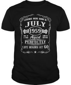 Born in July 1959 60th Gift Life Begins T-Shirt
