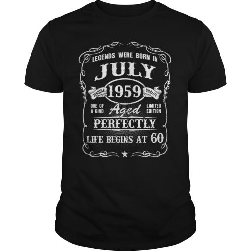 Born in July 1959 60th Gift Life Begins T-Shirt