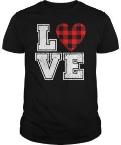 Buffalo Plaid Heart Valentine Day Tee Shirt