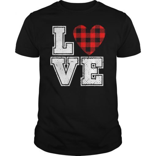 Buffalo Plaid Heart Valentine Day Tee Shirt