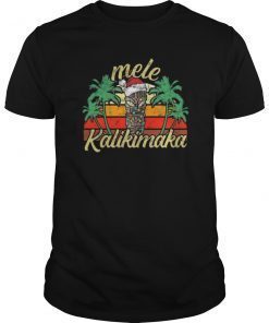 Christmas Mele Kalikimaka Tiki Santa Hat Hawaii T-Shirt