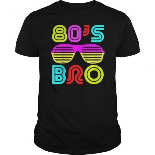 Funny 80's Bro Neon Eighties 80-S Costume T-Shirt Glow New