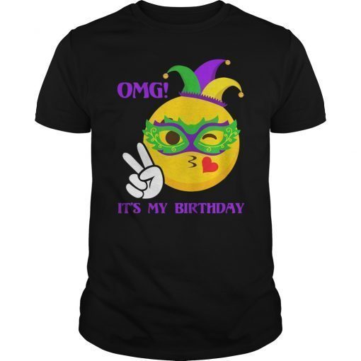 Funny Omg It's My Emoji Mardi Gras Mask Hat T-Shirt