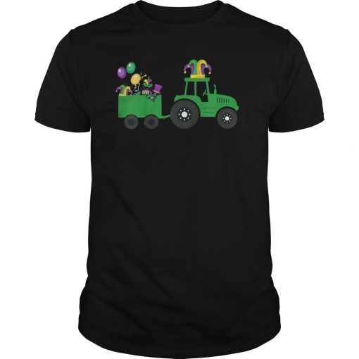 Funny Tractor Mardi Gras Tshirt For Boy Kid Toddler Gift