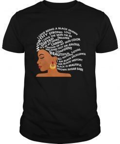 I Am Black Excellence Strong Woman Word Art Hair T-Shirt