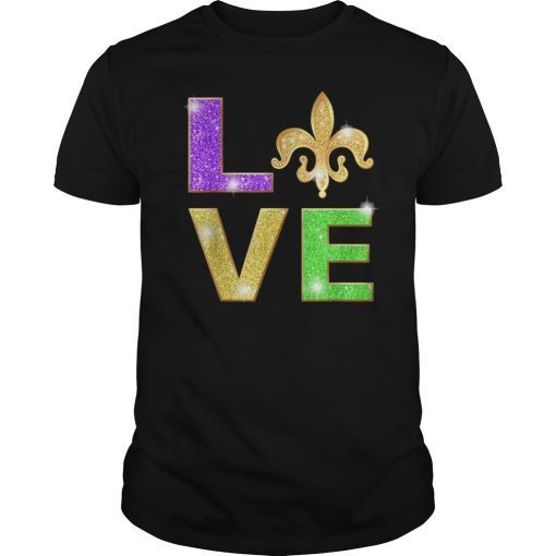 I Love Mardi Gras Shirt Fleur De Lis