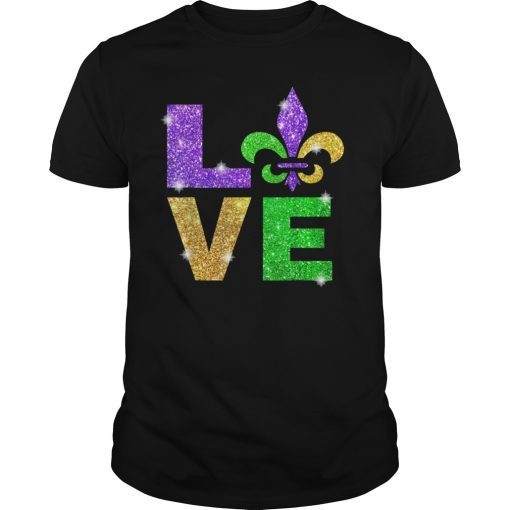 I Love Mardi Gras T-shirt Fleur de Lis Gift Men Women