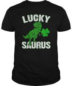 Irish Luckysaurus Shirt St Patricks Day Boys Kids Men Tee