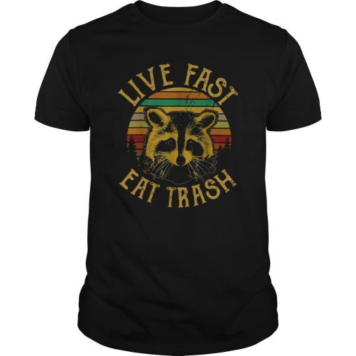 Live Fast Eat Trash Bear Vintage Camping T-Shirt