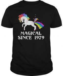 Magical Since 1979 Farting Unicorn Rainbow 40th T- Shirt