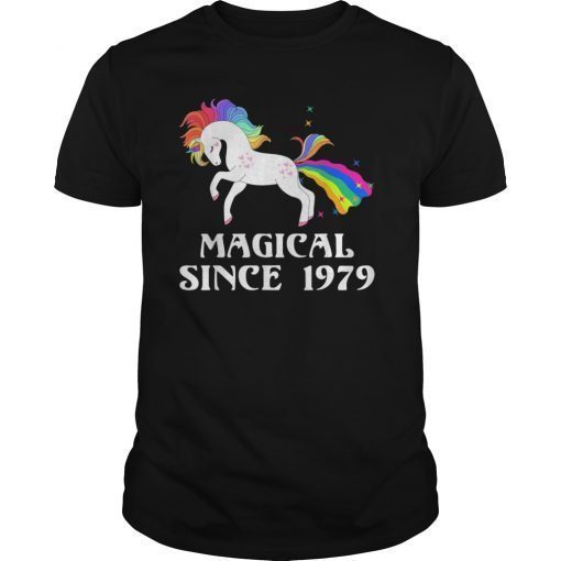 Magical Since 1979 Farting Unicorn Rainbow 40th T- Shirt