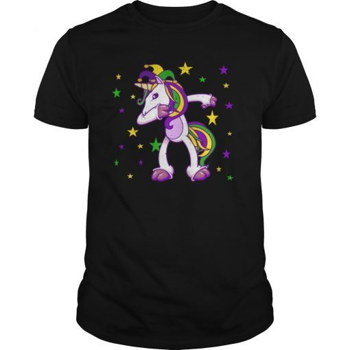 Mardi Gras Dabbing Unicorn T-Shirt