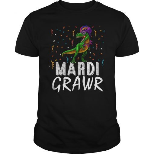 Mardi Gras Dinosaur T Rex Grawr Shirt