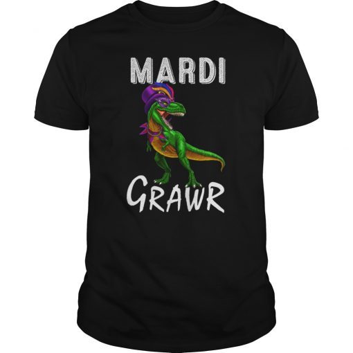 Mardi Gras Dinosaur T Rex Grawr Shirt