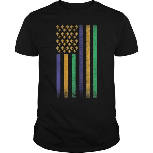 Mardi Gras Us Flag Tee Shirt Gift For Celebration Party