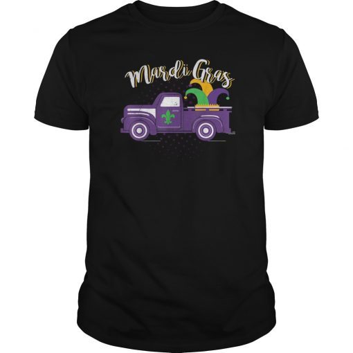 Mardi Gras purple truck with jester hat Madi Gras Tshirt