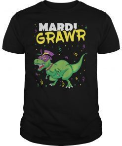 Mardi Grawr T Rex Dinosaur Mardi Gras Bead Costume Shirt