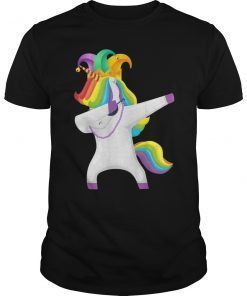 Mardi gras unicorn dabbing t shirt funny dab dance kids tee