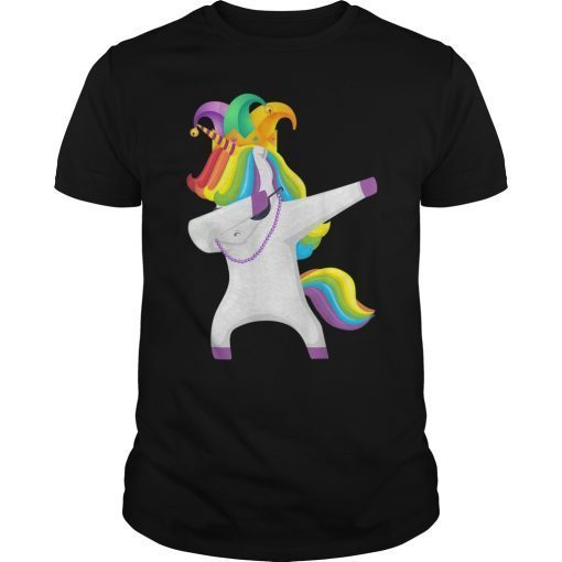 Mardi gras unicorn dabbing t shirt funny dab dance kids tee