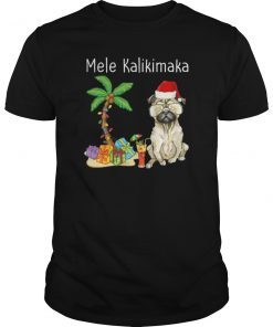 Mele Kalikimaka Santa Pug Funny T-Shirt