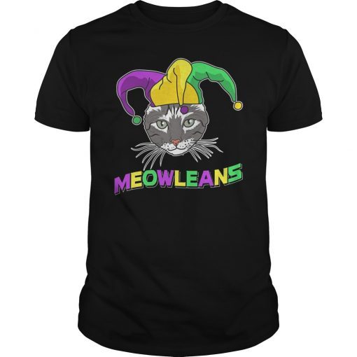 Meow Leans Meowleans Mardi Gras Party Kittie Cat Shirt