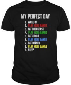 My Perfect Day Video Games Funny Cool Gamer T-Shirt