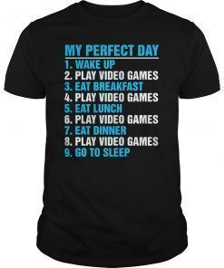 My Perfect Day Video Games T-Shirt Funny Gamer Player Gifts